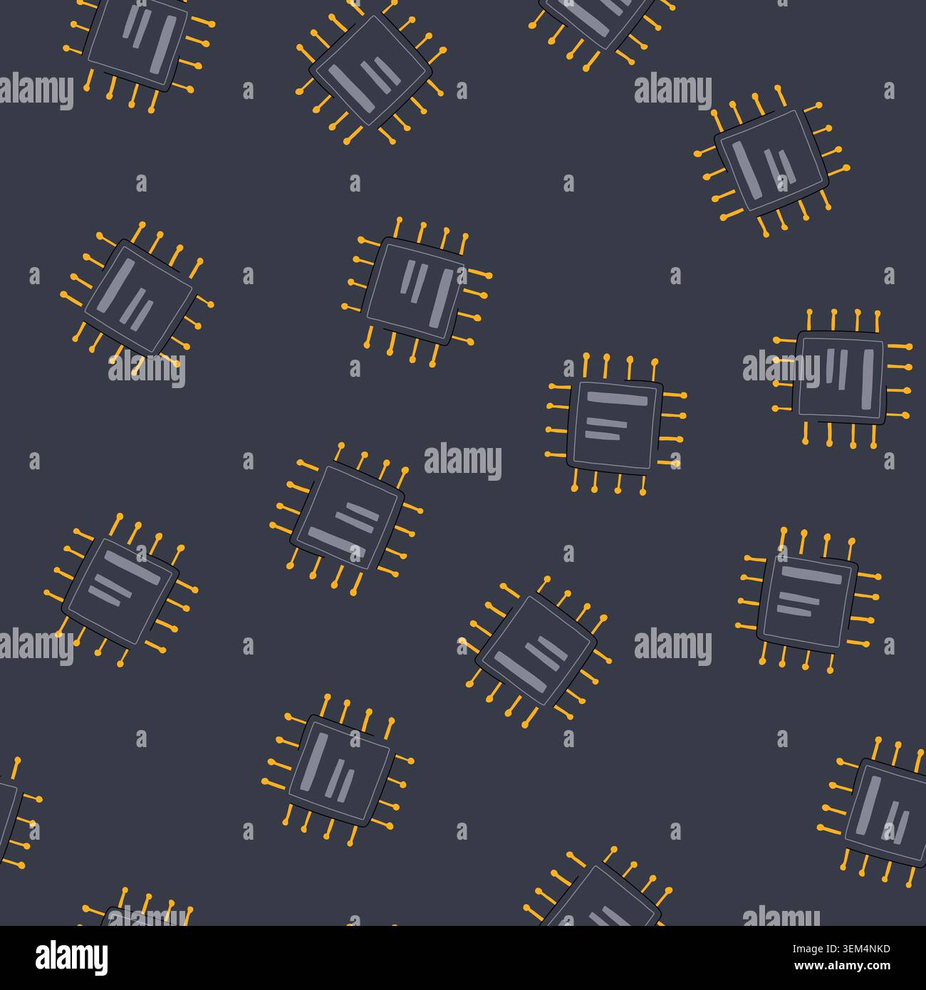 seamless pattern memory microchip cartoon vector Stock Vector