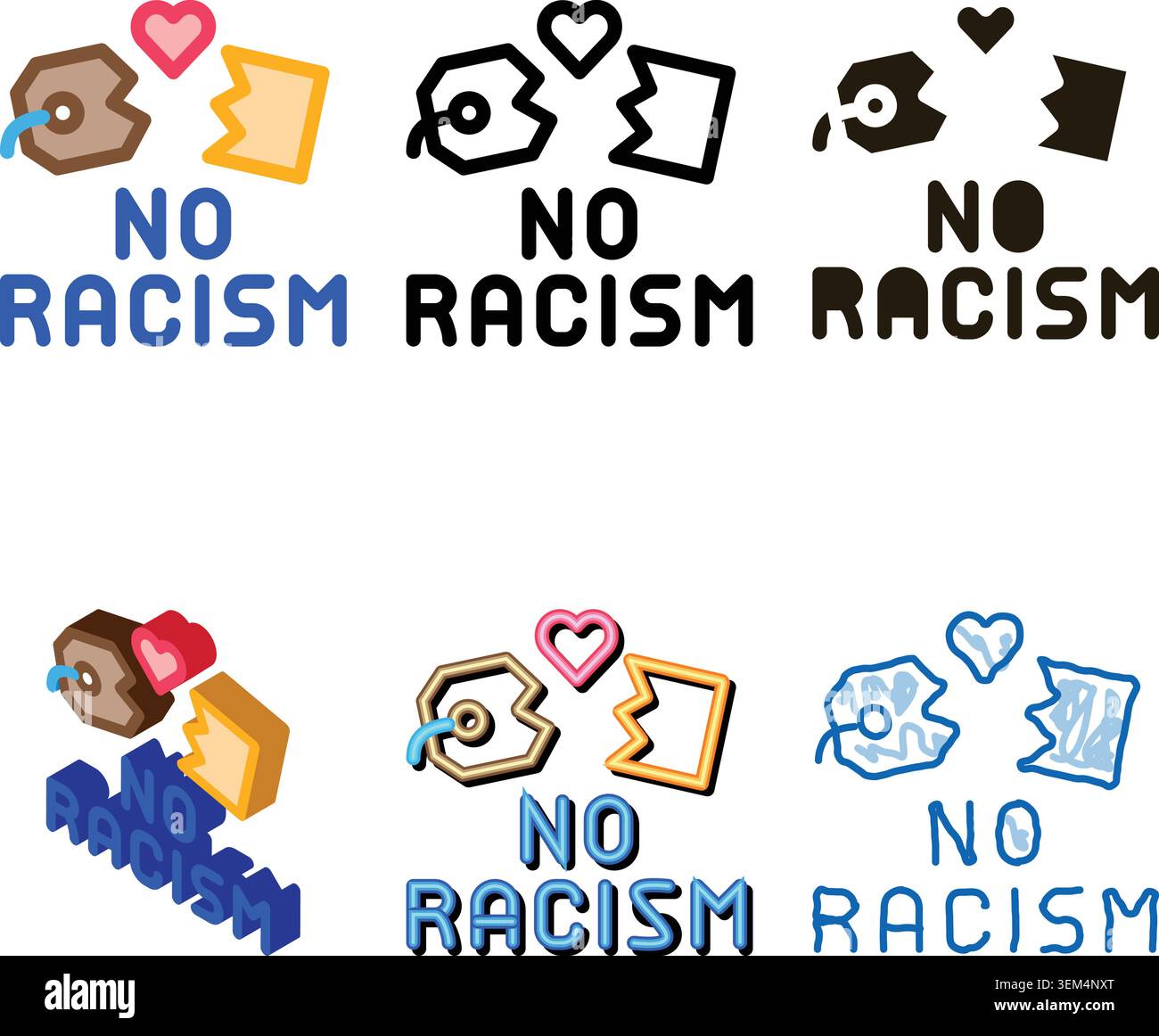 no variants racism torn label icon vector outline Stock Vector