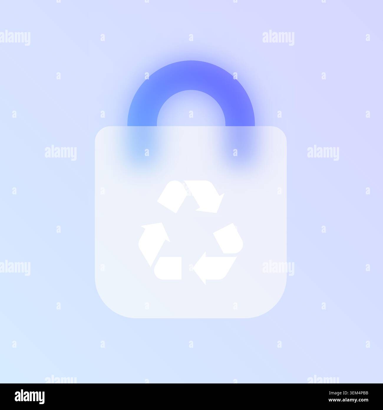 Recycling bag glassmorphism icon. Stock Vector