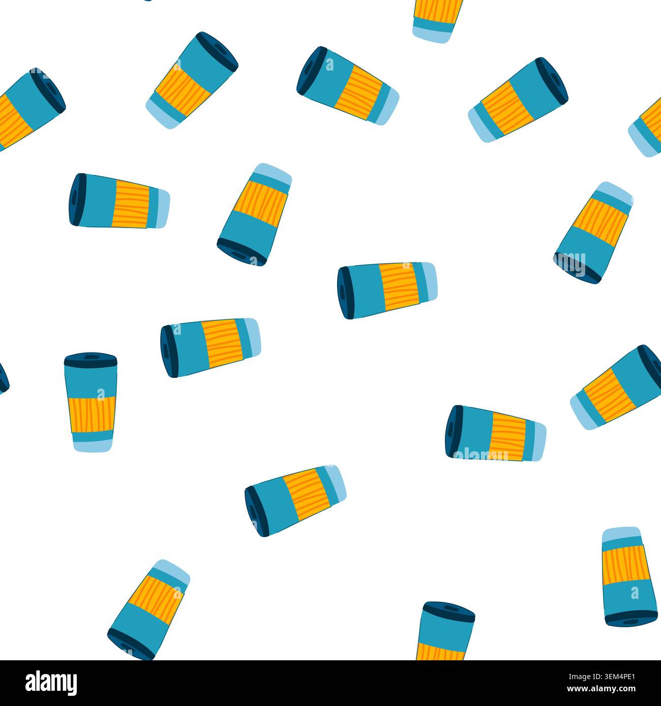 pattern coffee thermos cup cartoon vector Stock Vector