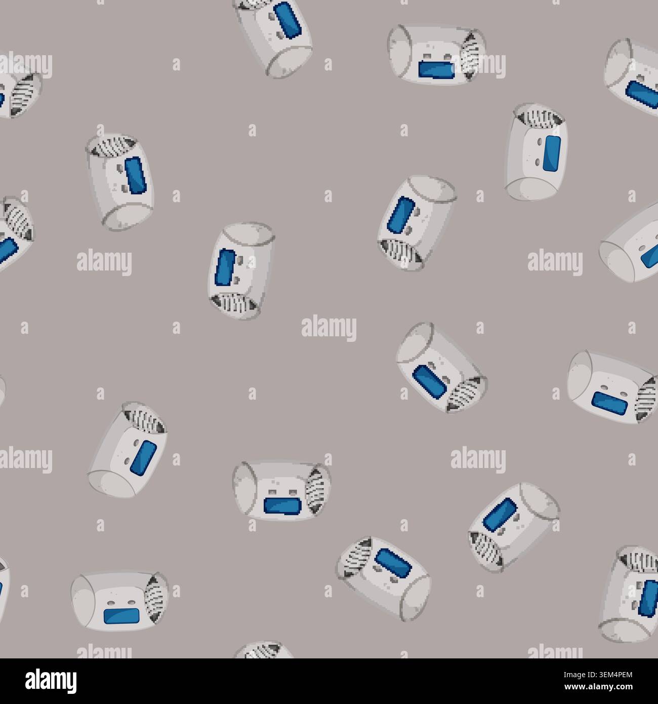 seamless pattern system smoke detector cartoon vector Stock Vector