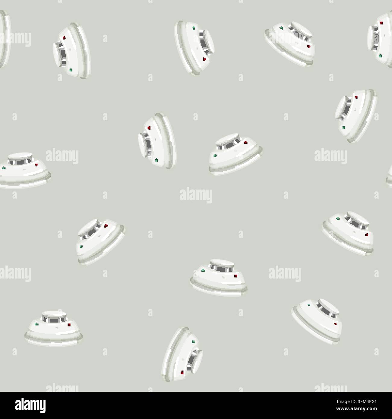 seamless pattern fire smoke detector cartoon vector Stock Vector