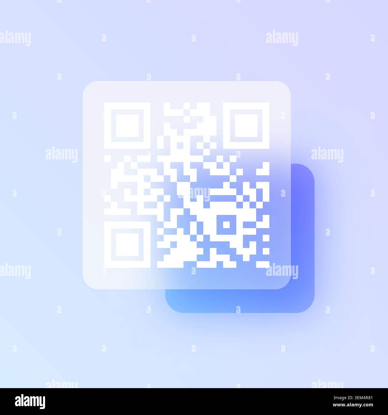 QR code glassmorphism icon. Stock Vector