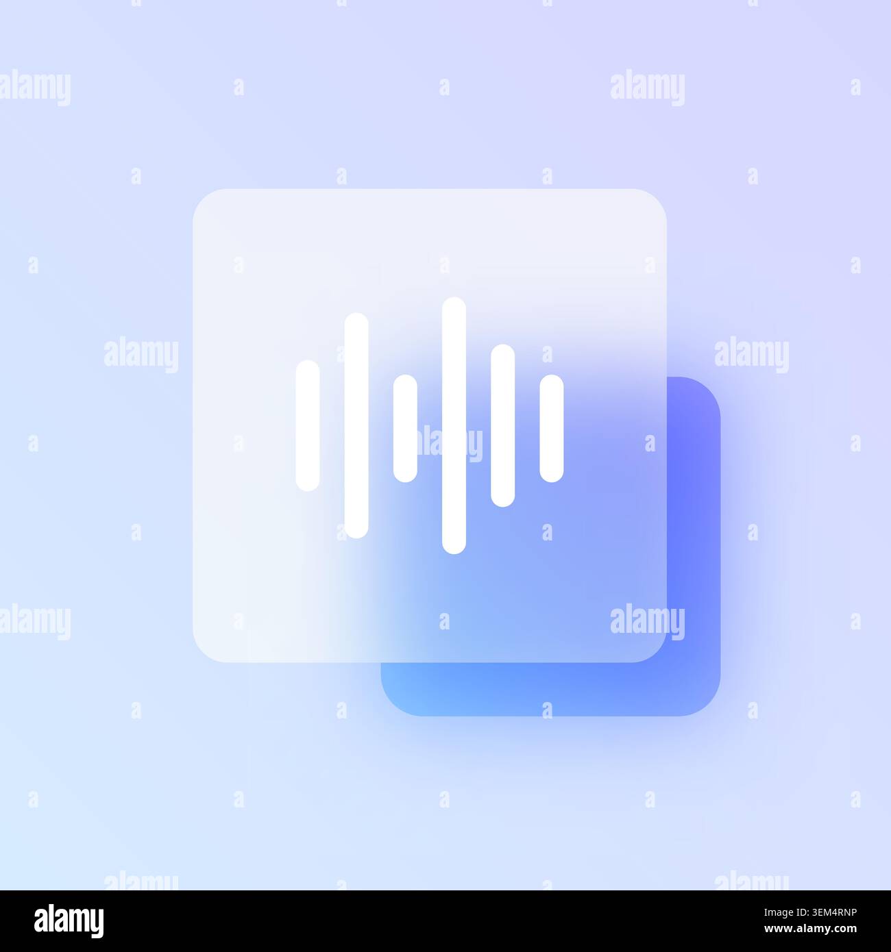 Voice waveform glassmorphism icon. Stock Vector