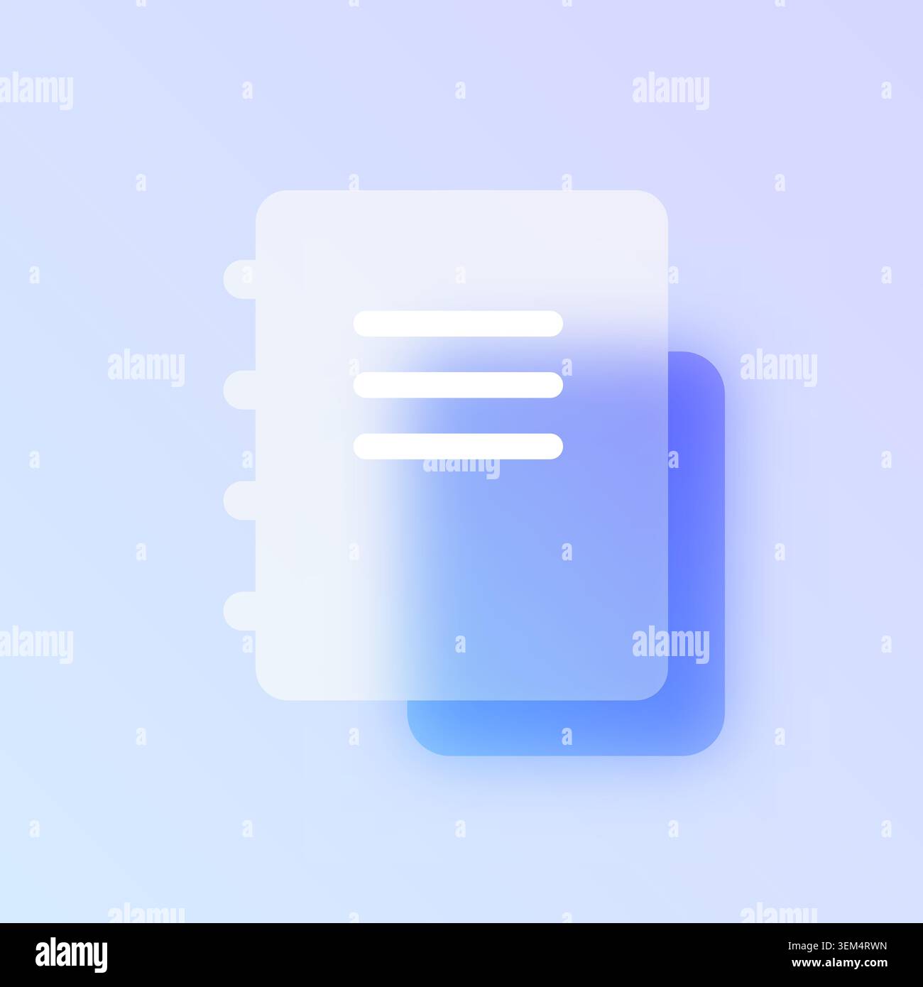Notes notebook glassmorphism icon. Stock Vector