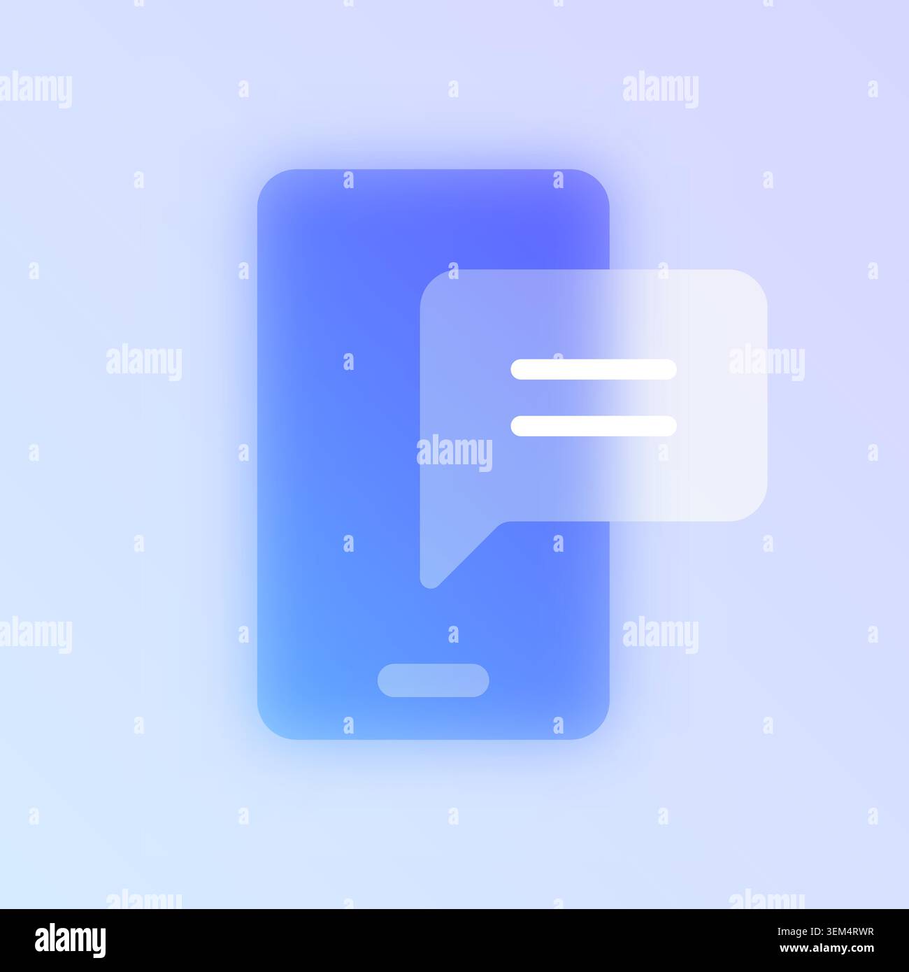 Mobile chat glassmorphism icon. Stock Vector