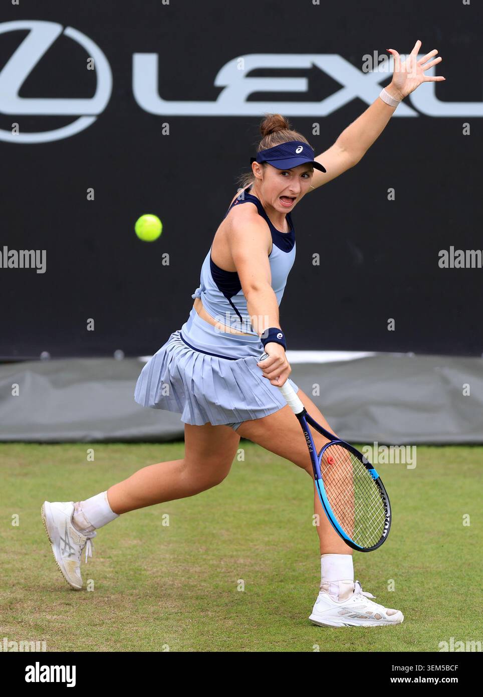 Mary Stoiana of USA in action against Rebeka Masarova of Switzerland on day seven of the Lexus Birmingham Open Championships at Edgbaston Priory Club, Birmingham. Picture date: Friday June 5, 2026. Stock Photo