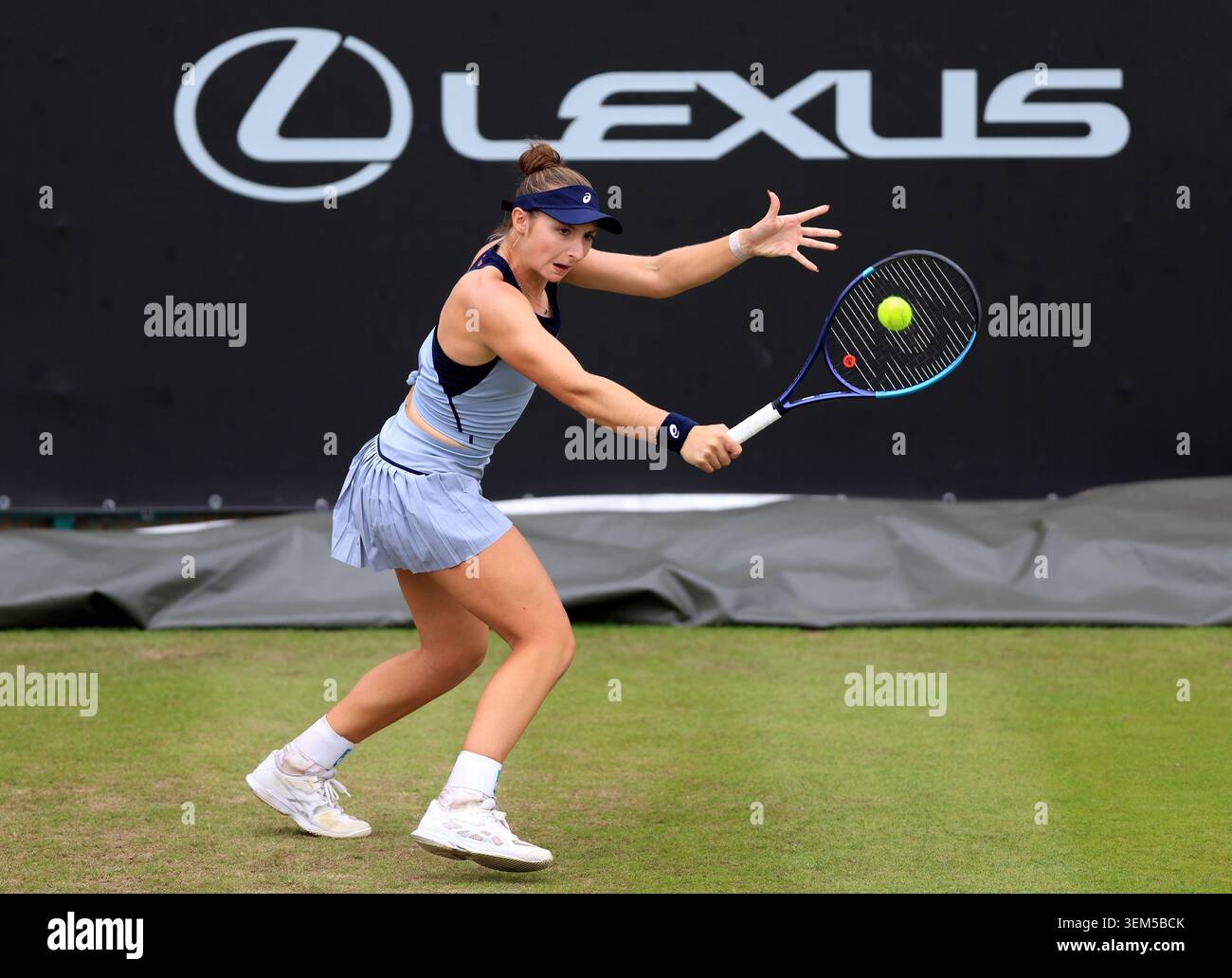 Mary Stoiana of USA in action against Rebeka Masarova of Switzerland on day seven of the Lexus Birmingham Open Championships at Edgbaston Priory Club, Birmingham. Picture date: Friday June 5, 2026. Stock Photo