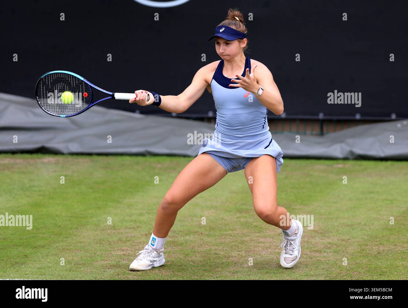 Mary Stoiana of USA in action against Rebeka Masarova of Switzerland on day seven of the Lexus Birmingham Open Championships at Edgbaston Priory Club, Birmingham. Picture date: Friday June 5, 2026. Stock Photo