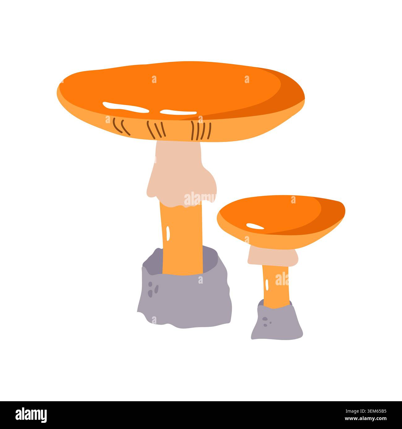Orange forest mushrooms with rings vector flat hand drawn icon Stock Vector