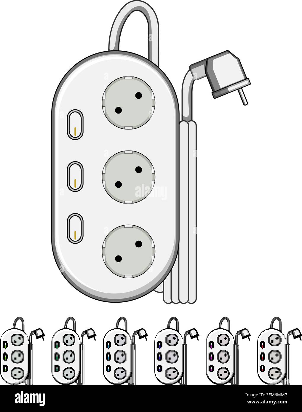 Power strip providing multiple outlets for electricity Stock Vector