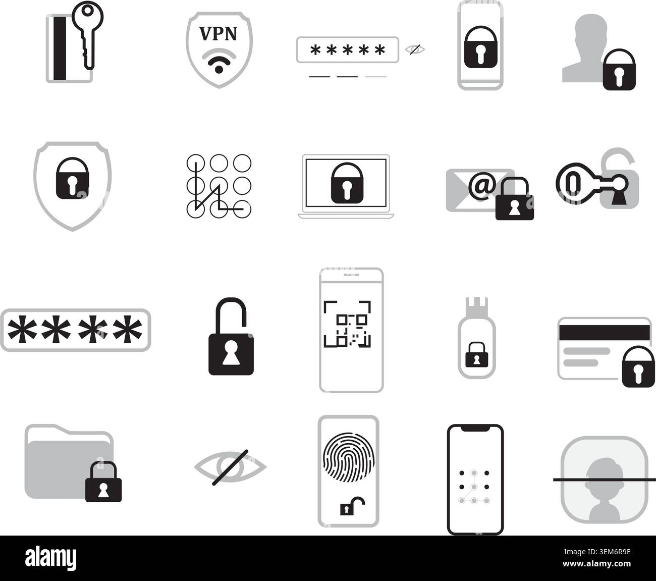 Security icon set. Editable stroke. Stock Vector