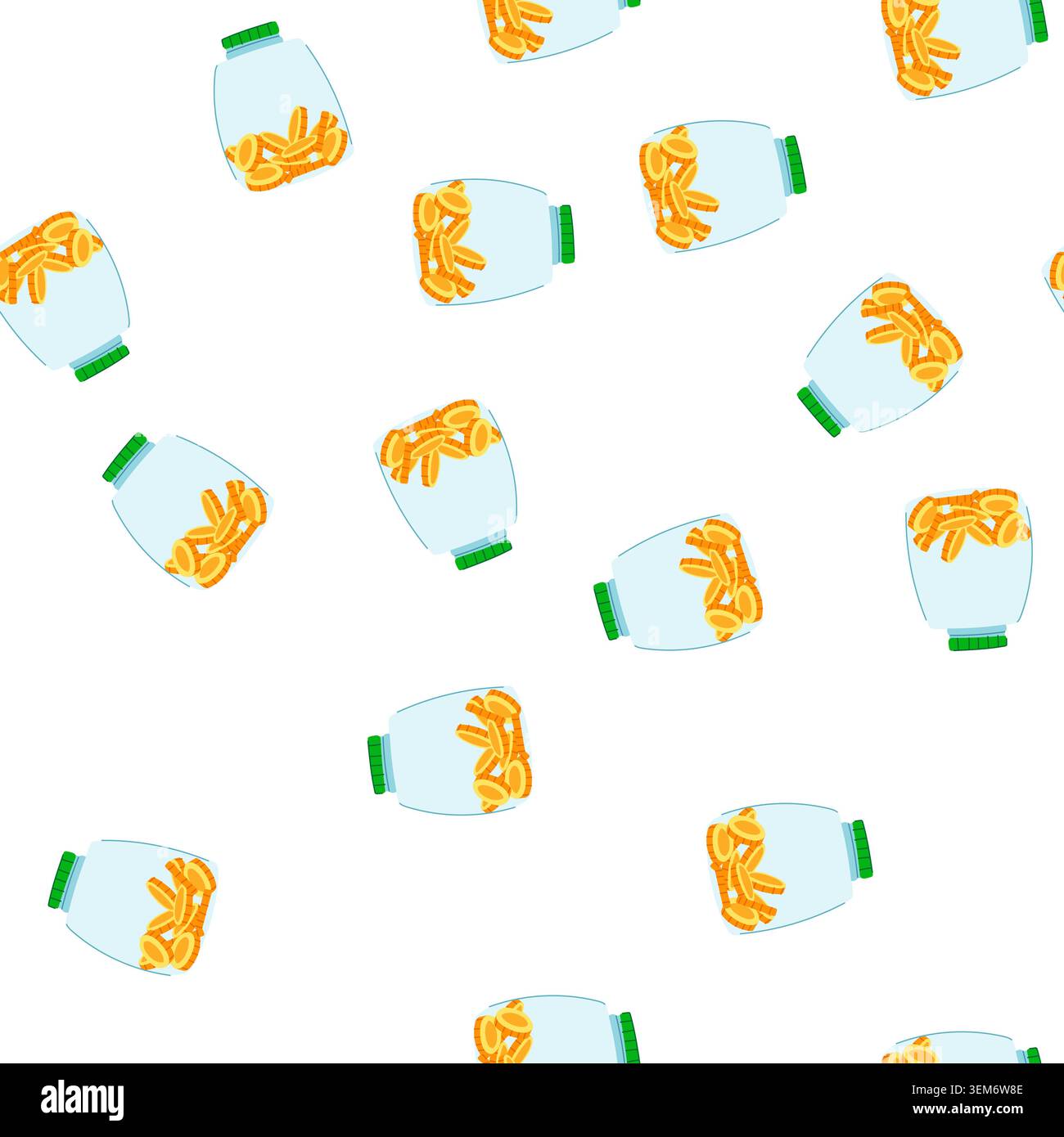 pattern gold coin jar cartoon vector Stock Vector