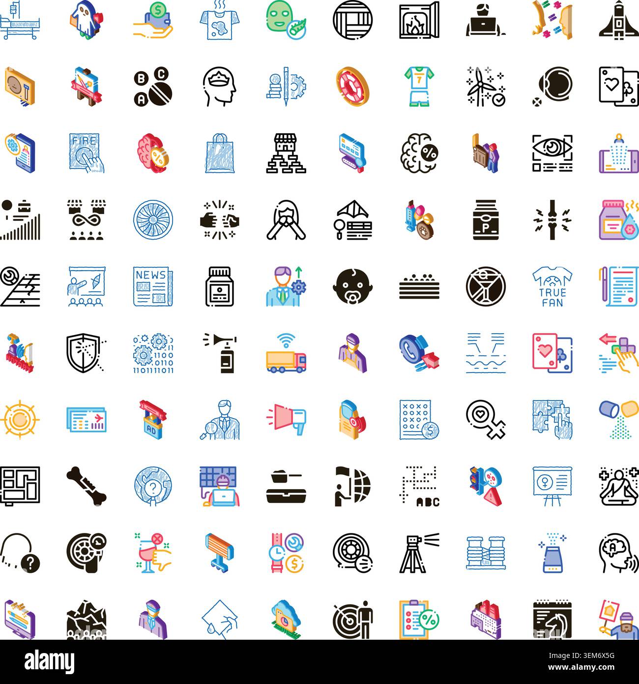 Digital collection of various concept icons Stock Vector