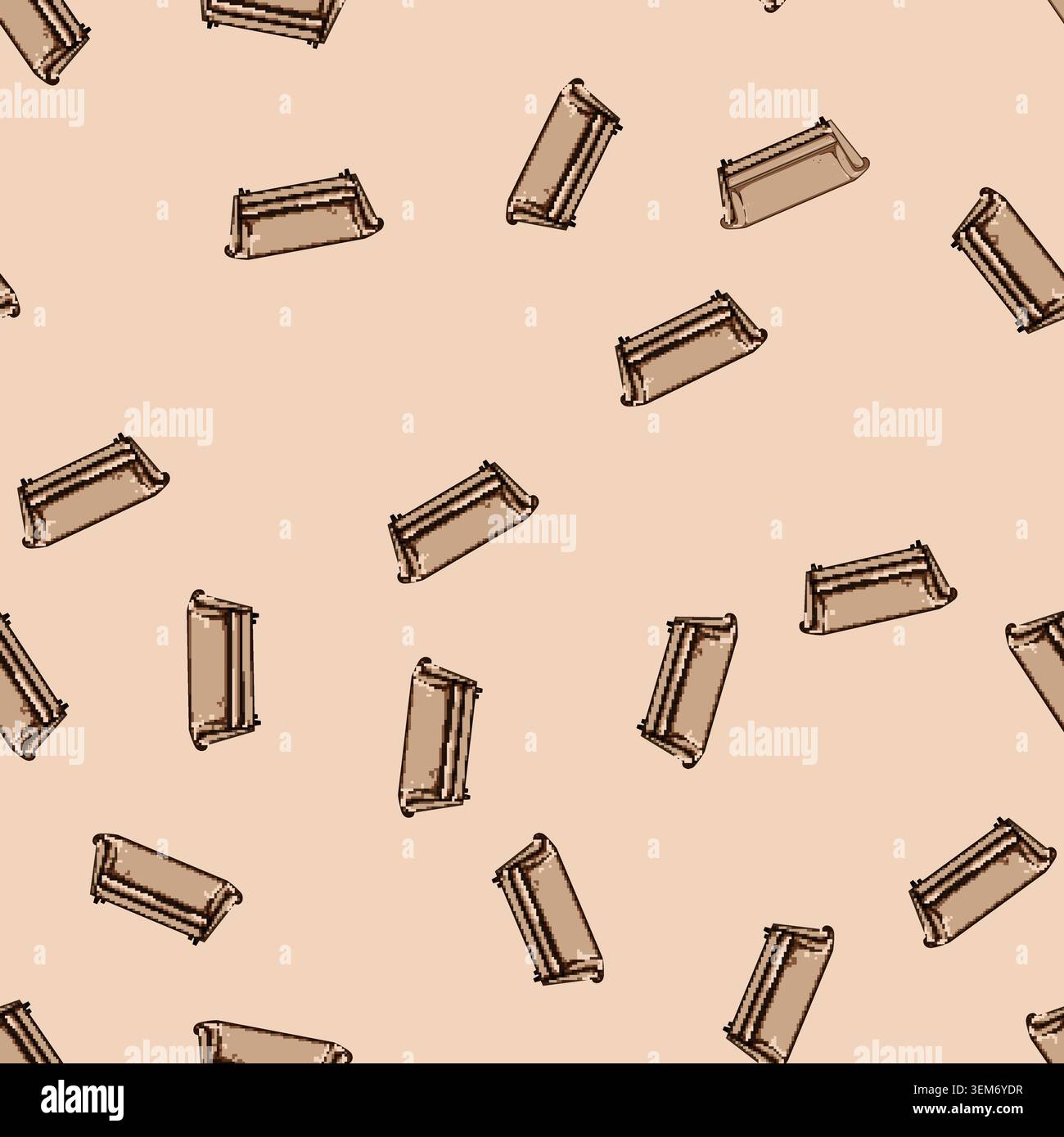 seamless pattern contemporary couch leather cartoon vector Stock Vector