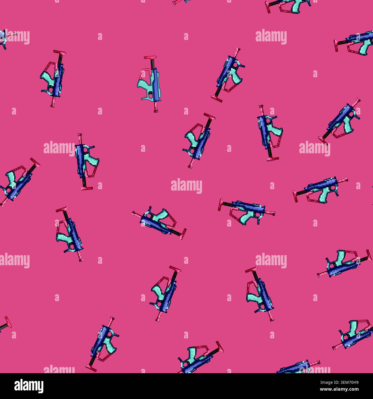 seamless pattern energy blaster gun cartoon vector Stock Vector