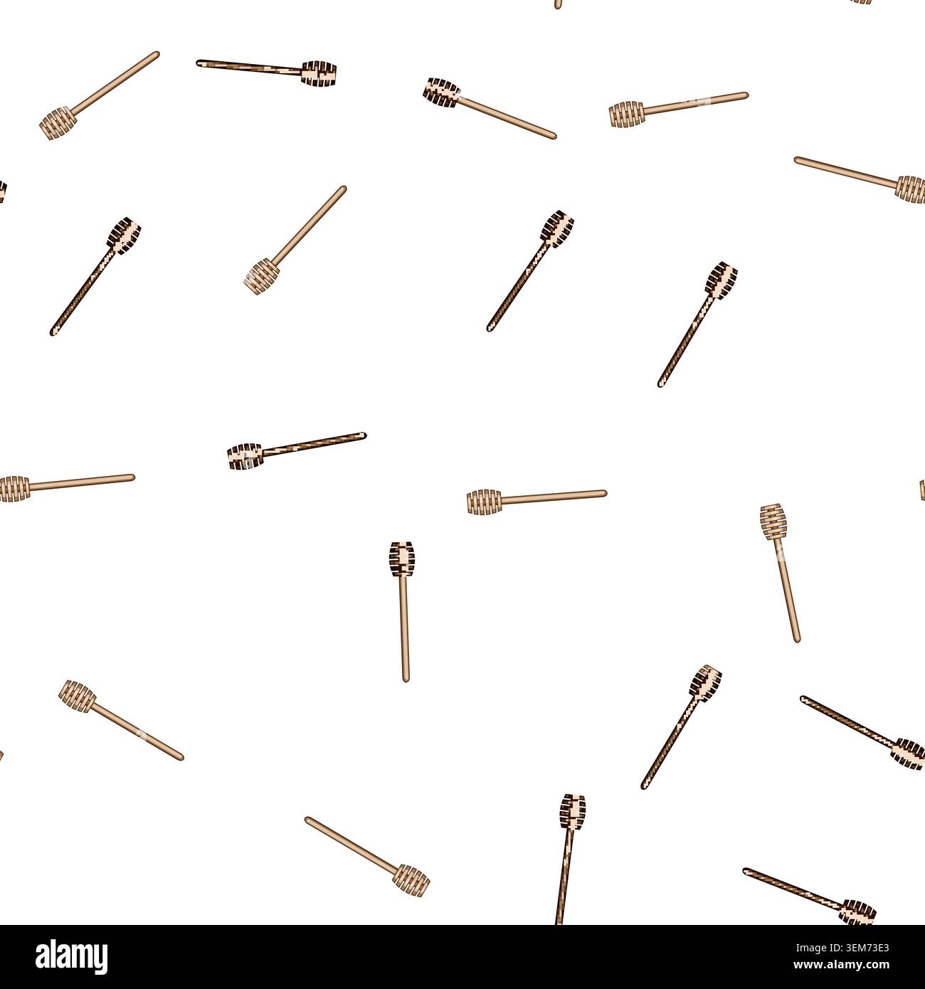pattern beeswax honey dipper stick cartoon vector Stock Vector