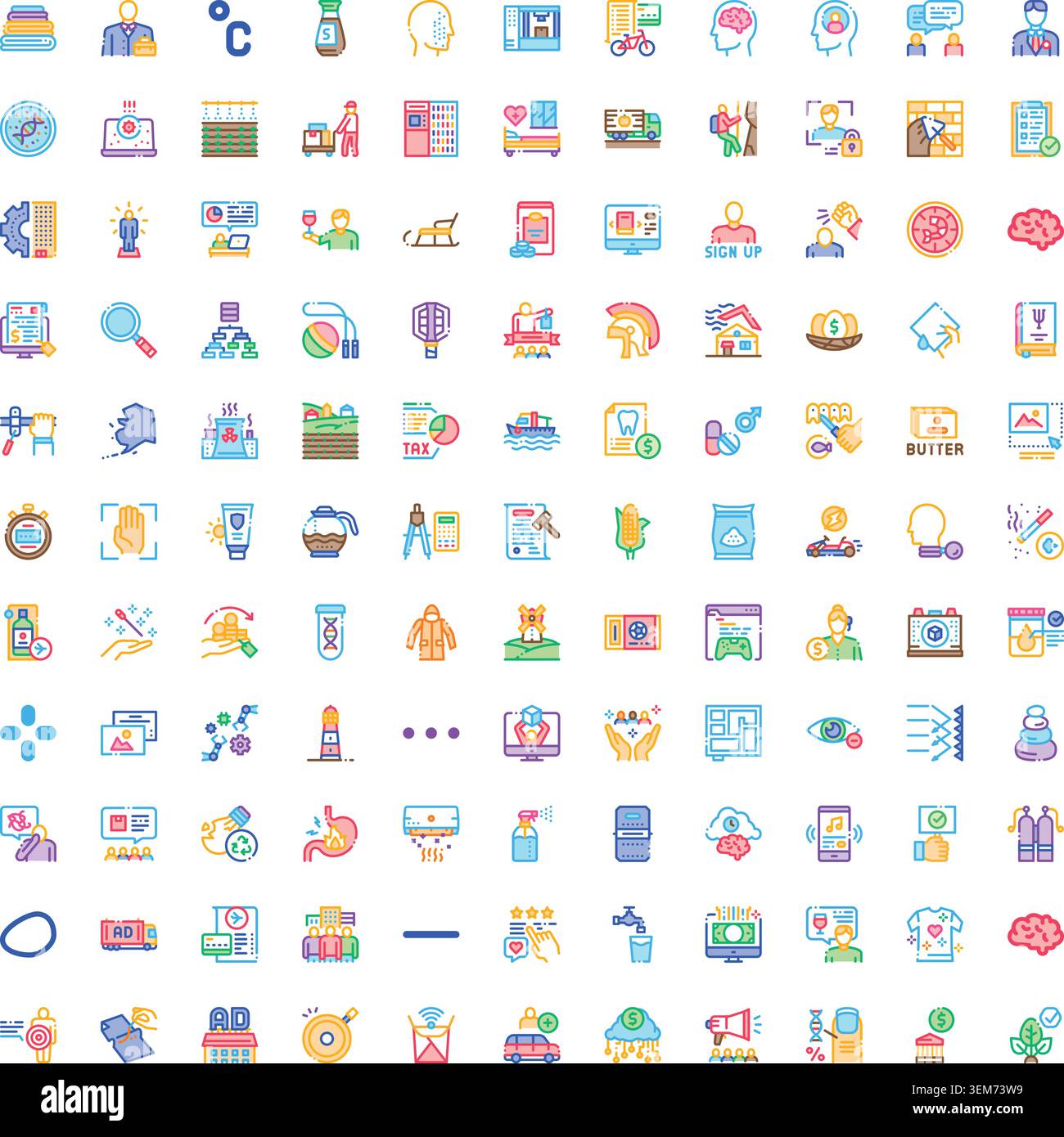 Big set different line icons visualizing various concepts Stock Vector