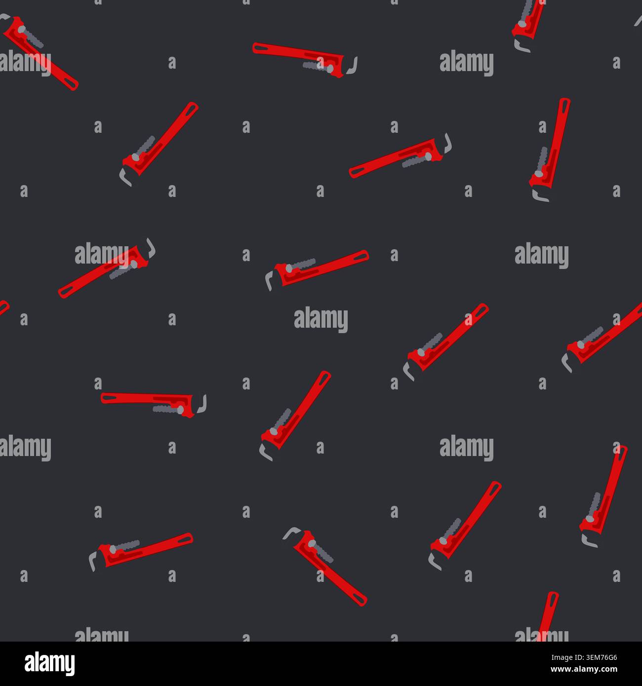 seamless pattern tool pipe wrench cartoon vector Stock Vector