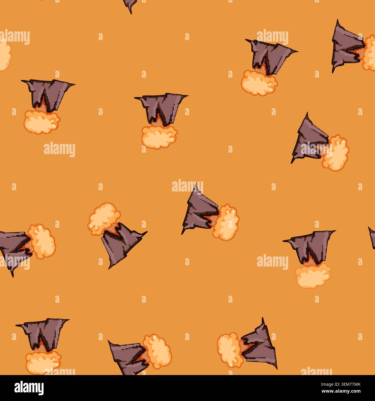 seamless pattern caldera volcano eruption cartoon vector Stock Vector