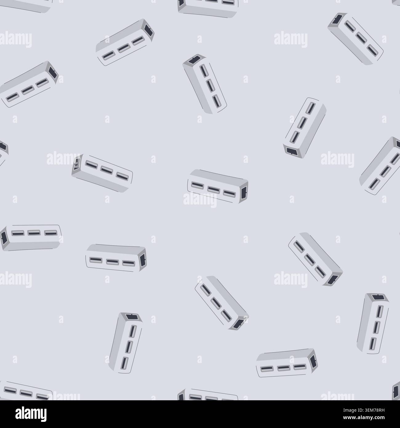 seamless pattern desk usb hub cartoon vector Stock Vector