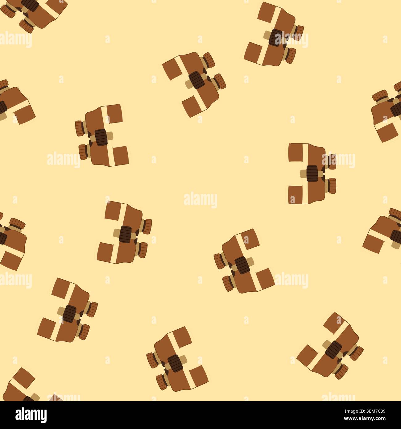 seamless pattern telescope binoculars cartoon vector Stock Vector