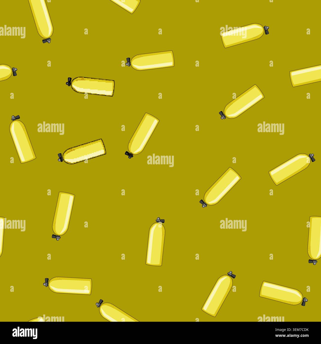 seamless pattern isometric diving cylinder cartoon vector Stock Vector
