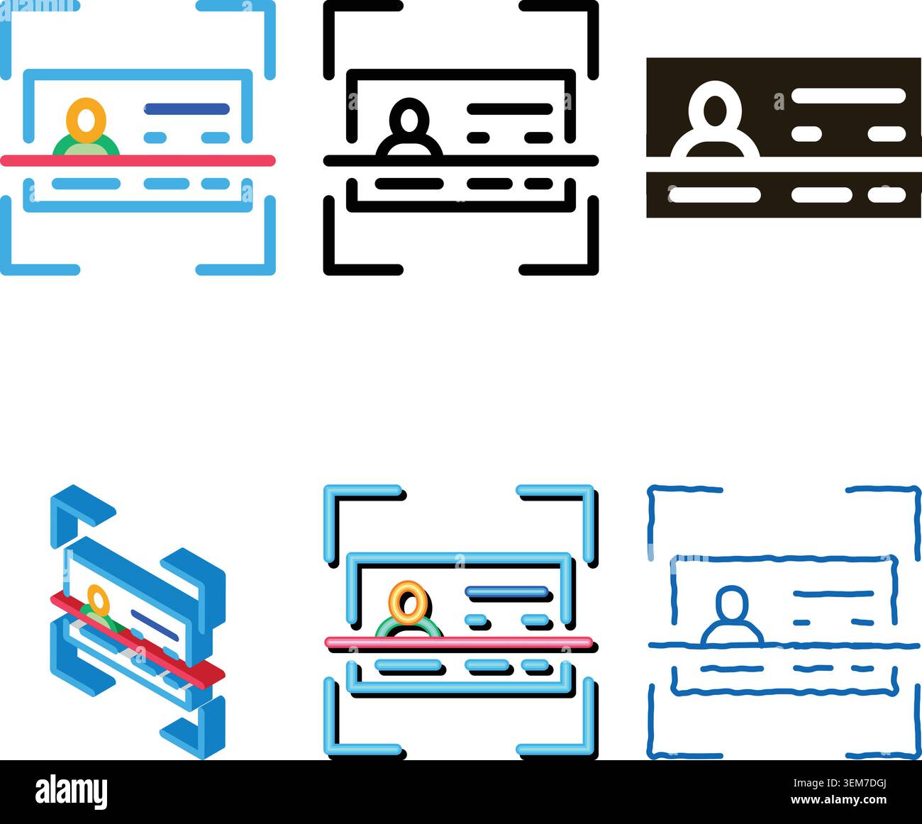 document scanning icon vector outline stylized Stock Vector
