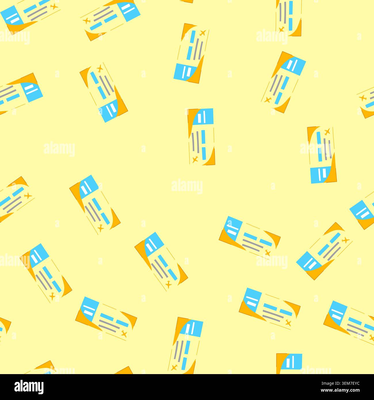 seamless pattern airport boarding pass cartoon vector Stock Vector