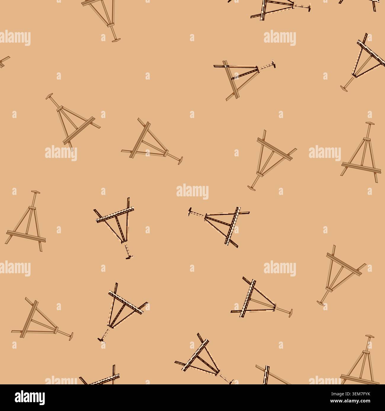 seamless pattern empty easel cartoon vector Stock Vector