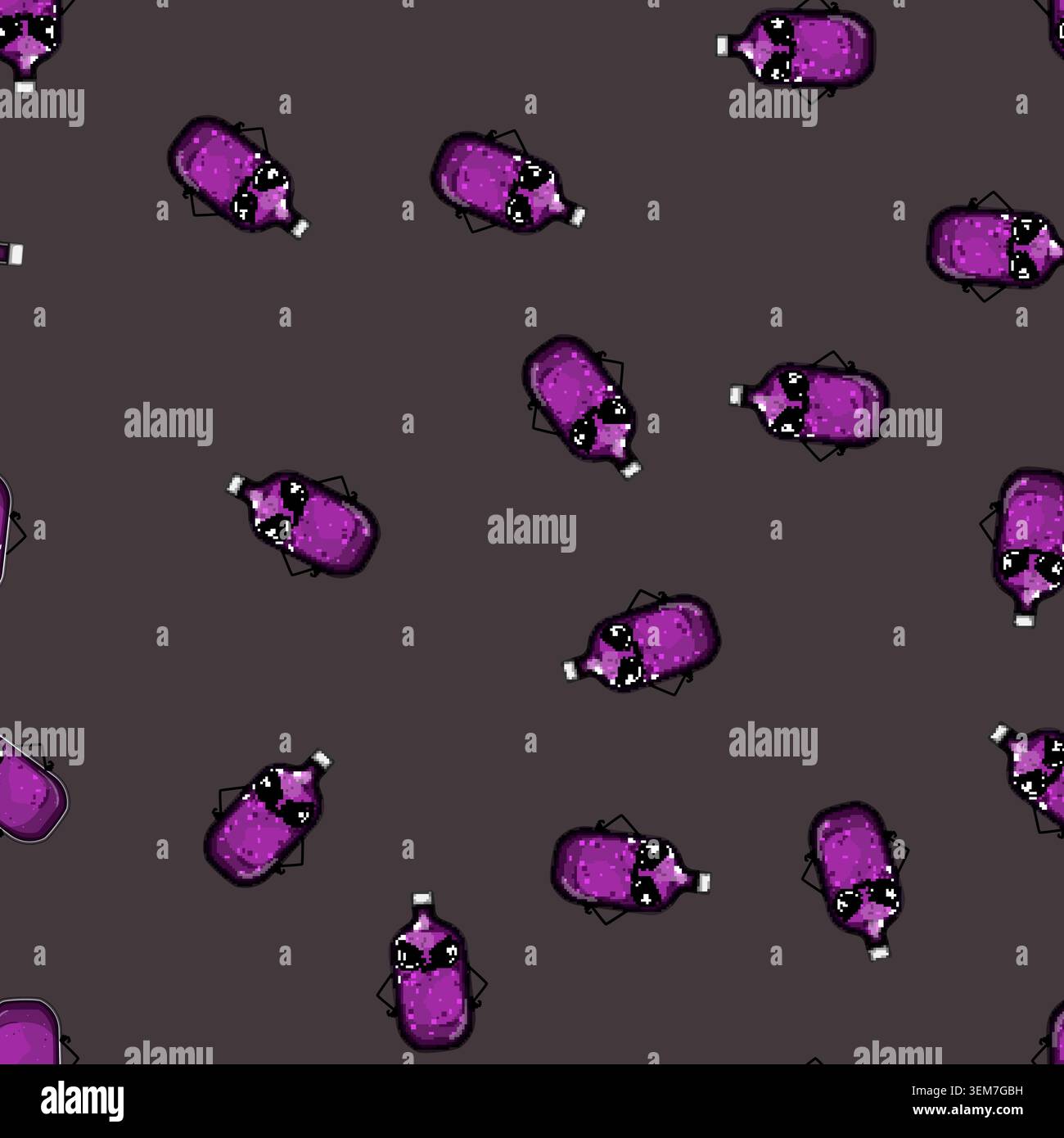 seamless pattern plastic soda bottle character cartoon vector Stock Vector
