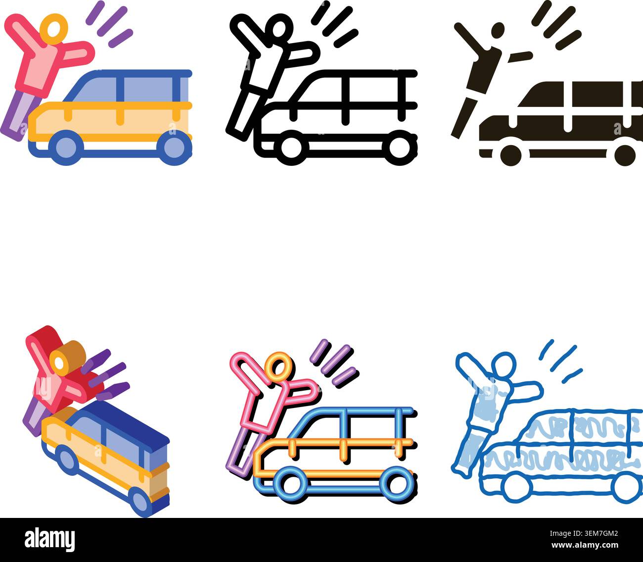 pedestrian hit by car icon concepts vector outline Stock Vector