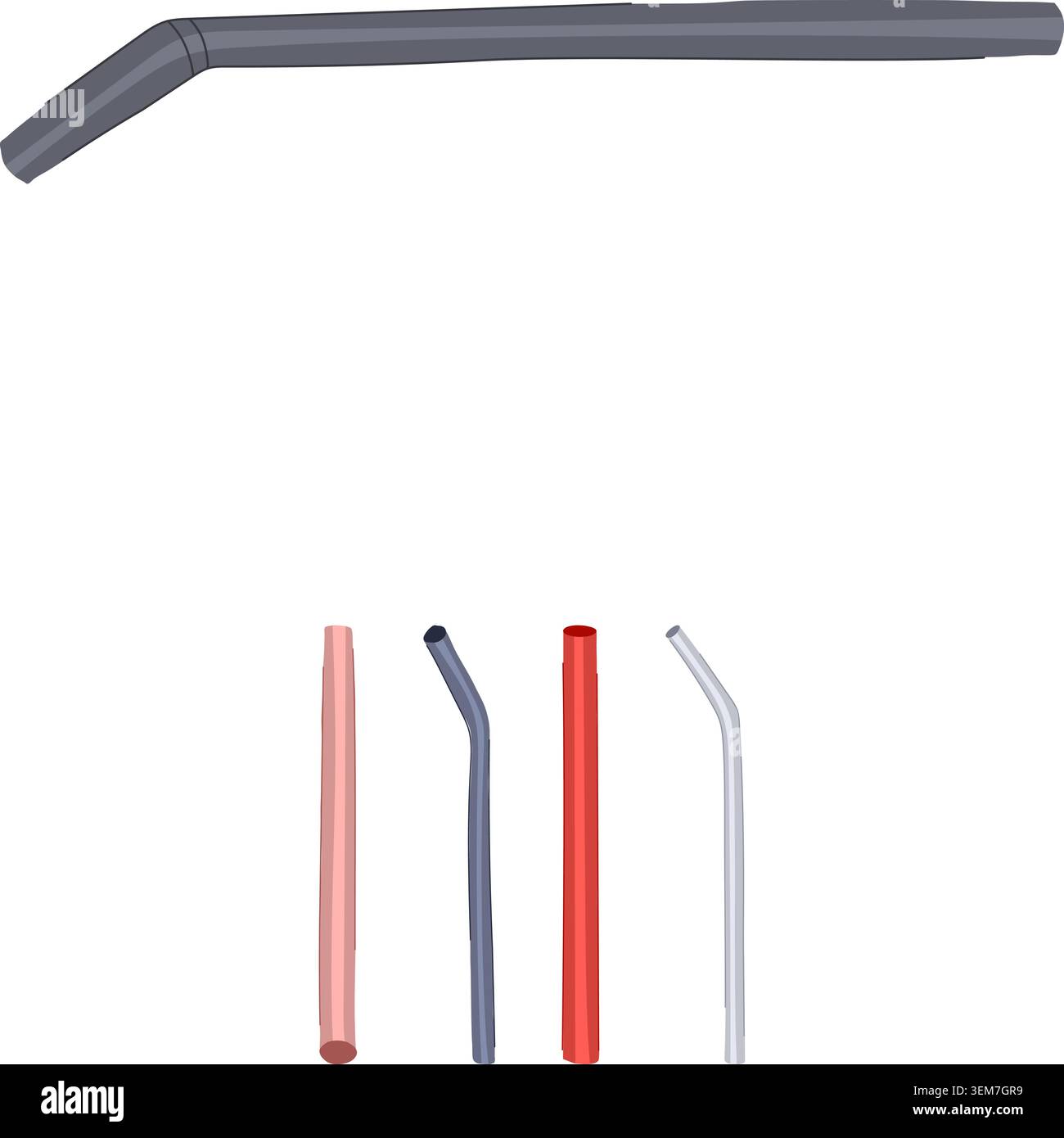 Reusable drinking straws providing sustainable alternative reducing plastic waste Stock Vector