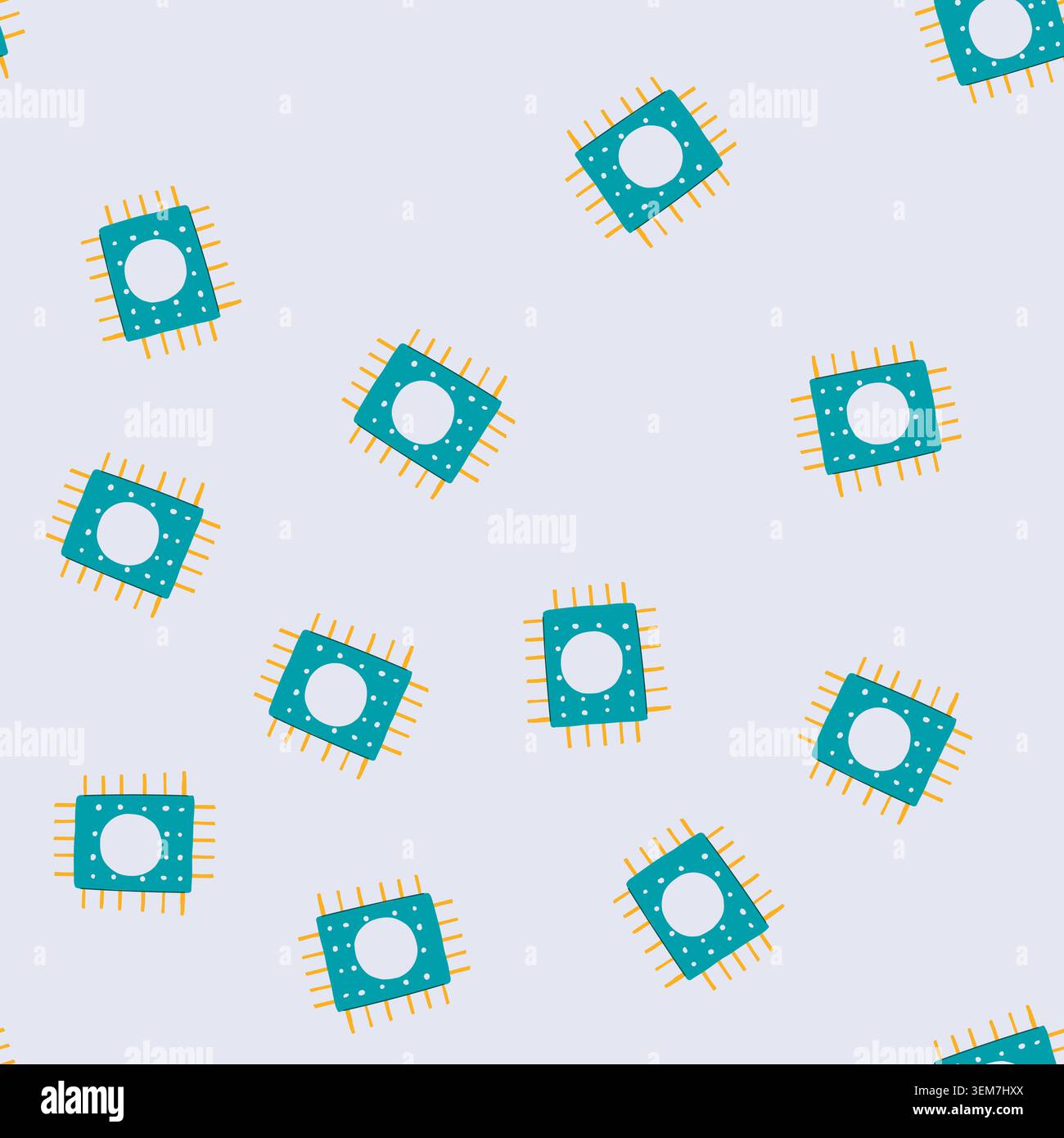 seamless pattern technology microchip cartoon vector Stock Vector