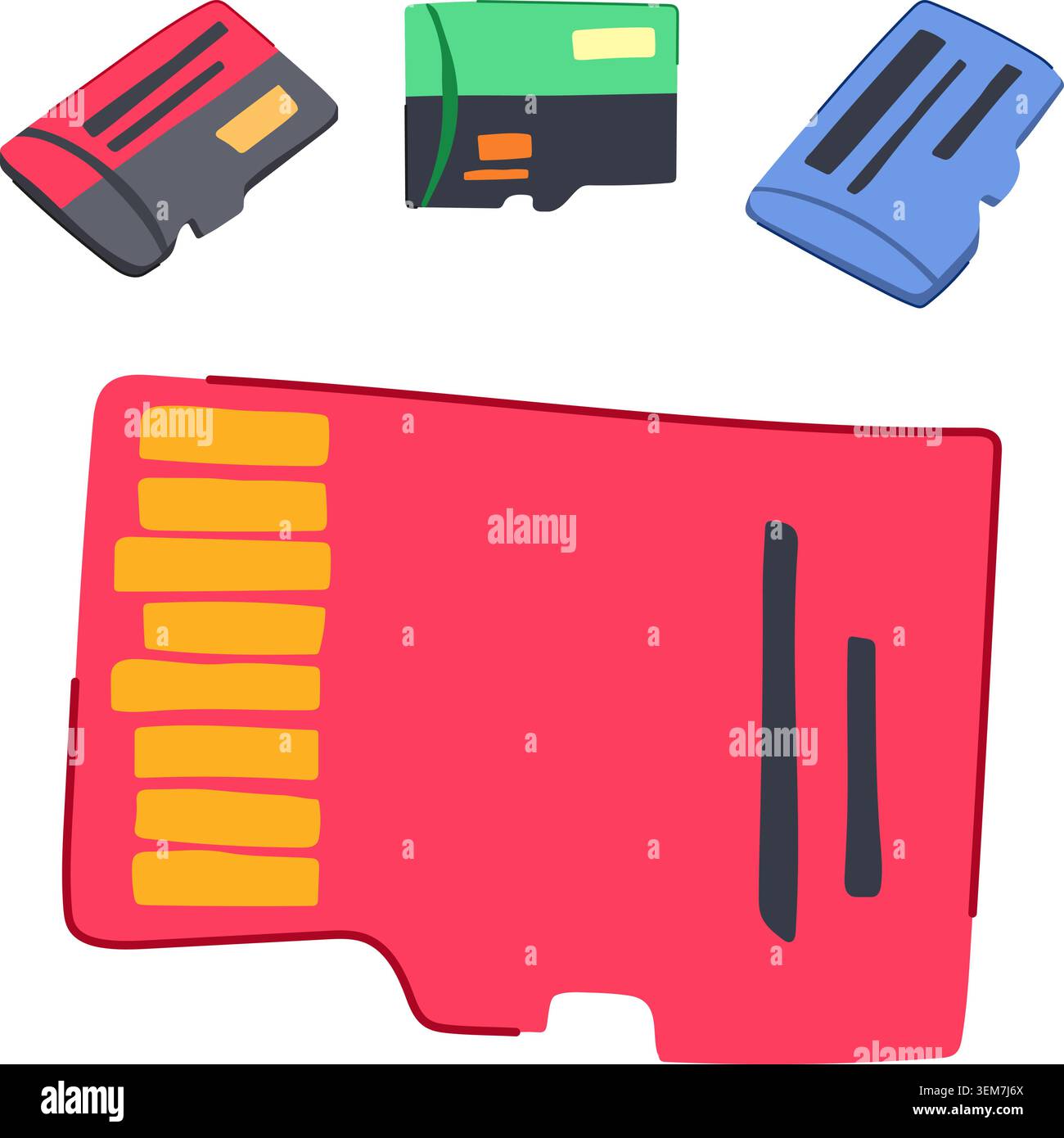 Microsd memory cards storing digital data Stock Vector