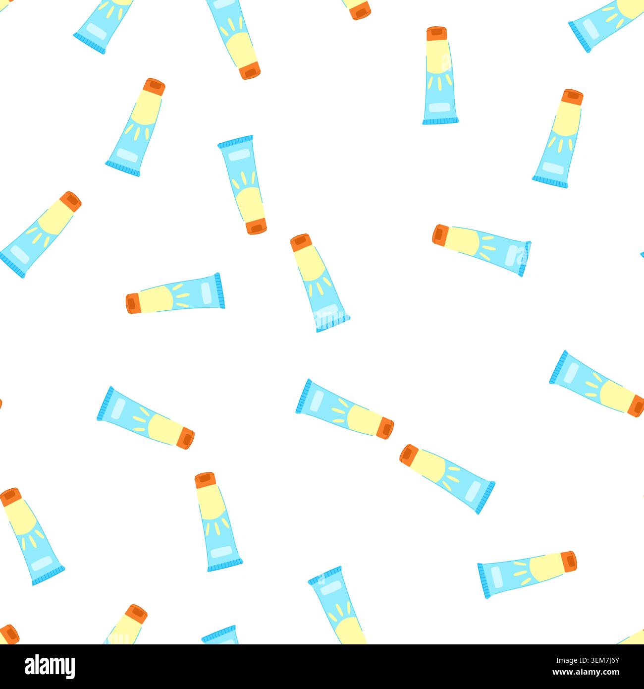 pattern lotion sun cream cartoon vector Stock Vector