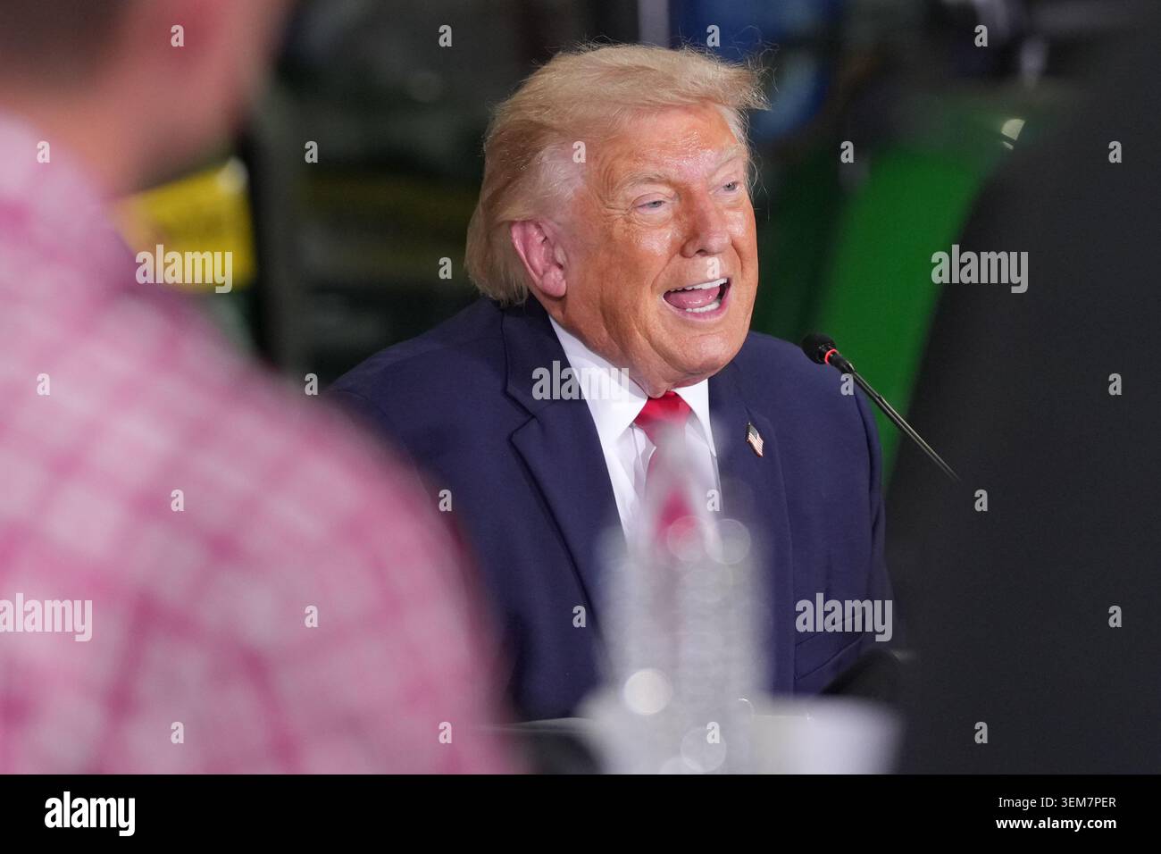 President Donald Trump speaks at Custer Farms in Chippewa Falls, Wis ...