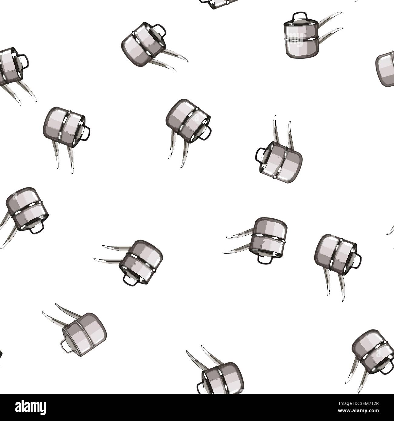 pattern healthy double boiler pan cartoon vector Stock Vector