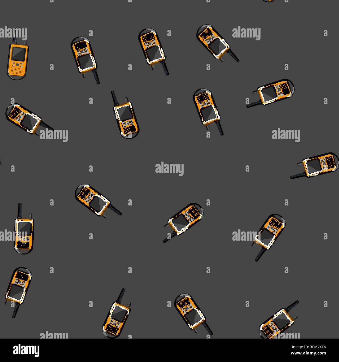 seamless pattern communication walkie talkie cartoon vector Stock Vector