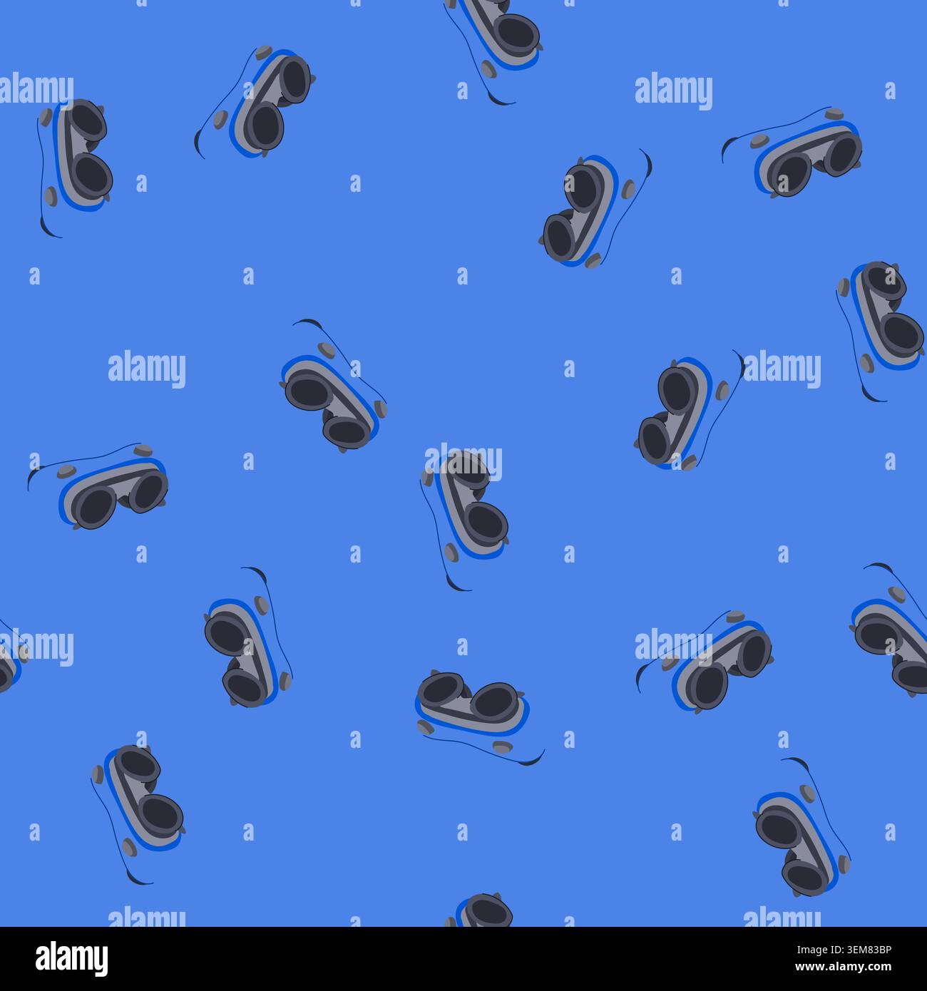 seamless pattern blue welding safety goggles providing eye protection Stock Vector