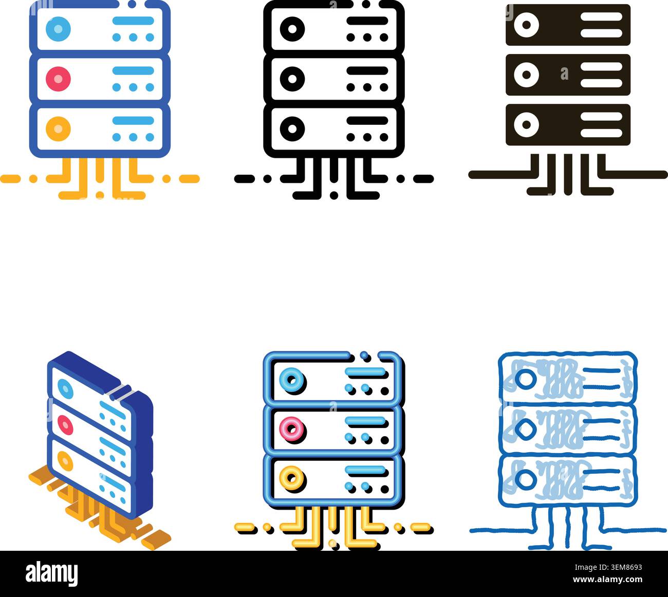 office stylized server icon vector outline Stock Vector