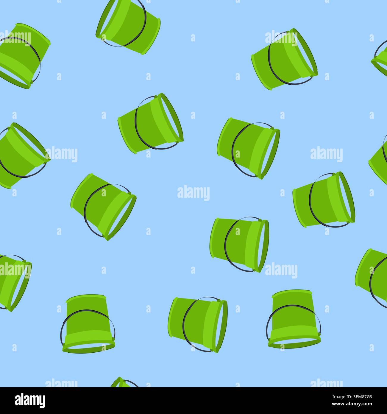 seamless pattern full bucket water cartoon vector Stock Vector