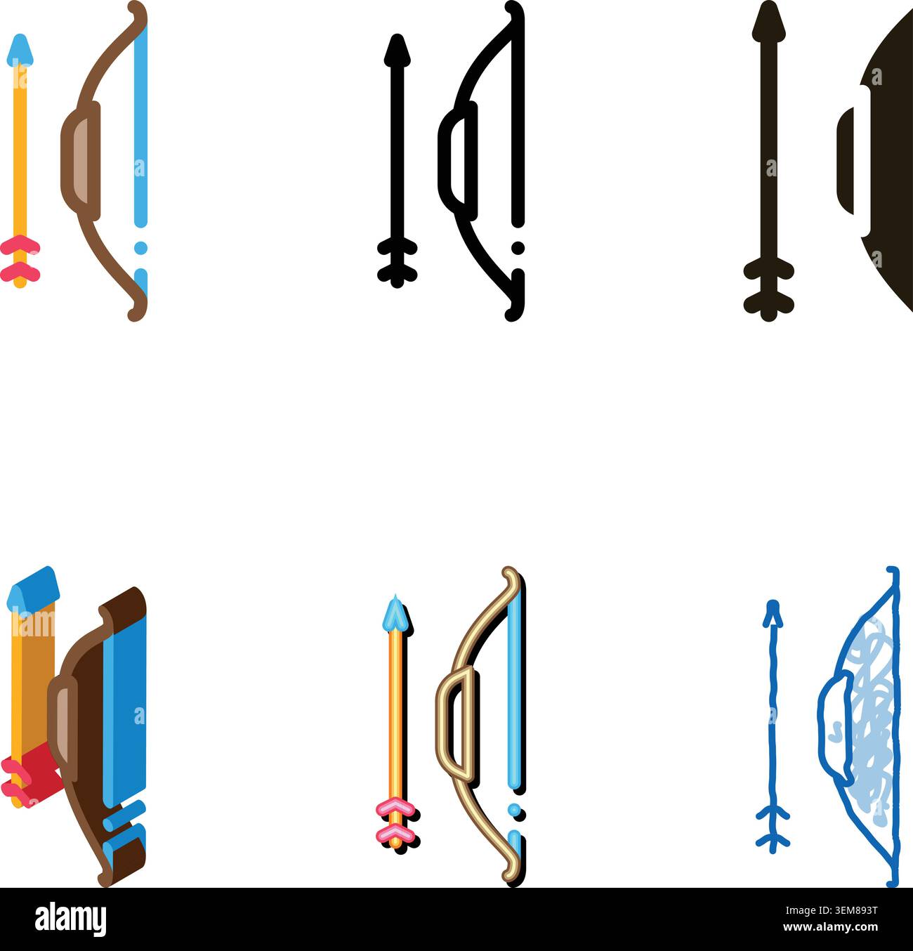 ancient bow and arrow tool icon thin line designs vector Stock Vector