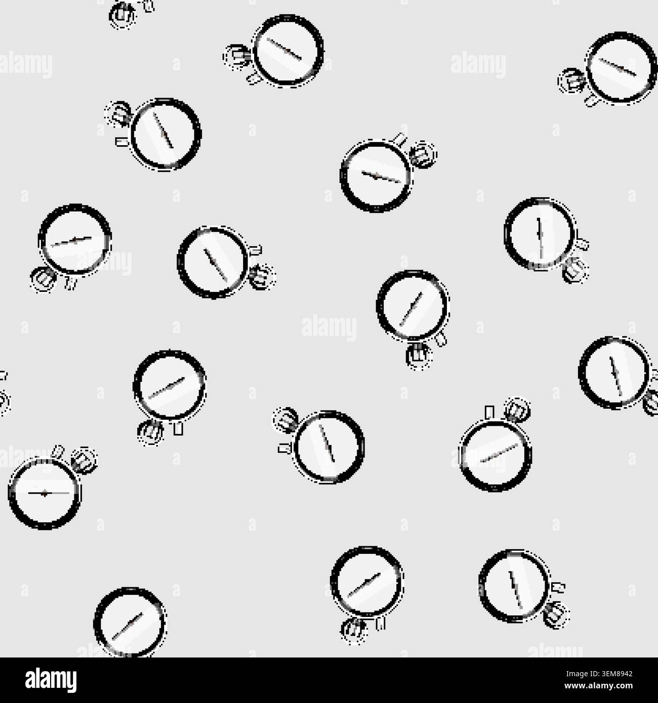 seamless pattern outline stopwatch cartoon vector Stock Vector