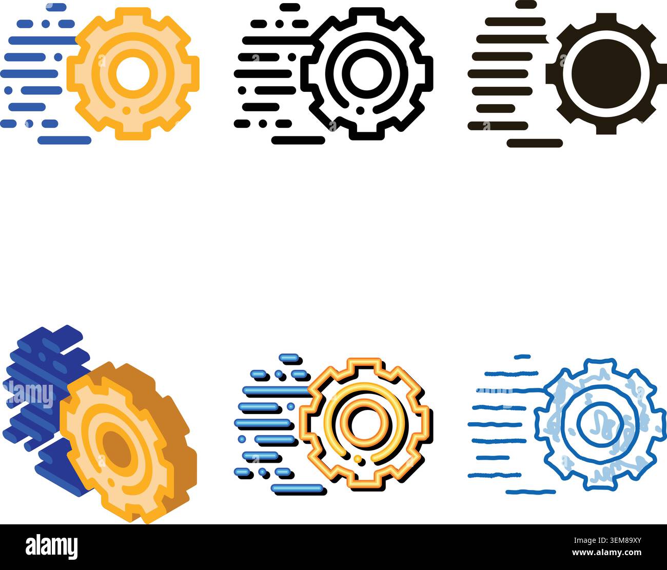 speed fast gear styleset icon vector outline Stock Vector