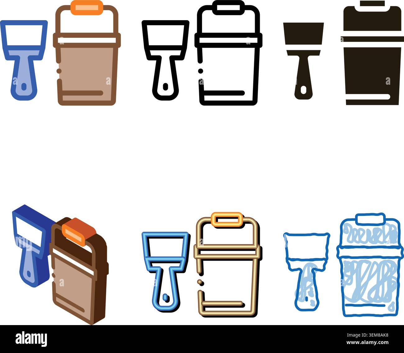 spatula bucket icon vector looks outline Stock Vector