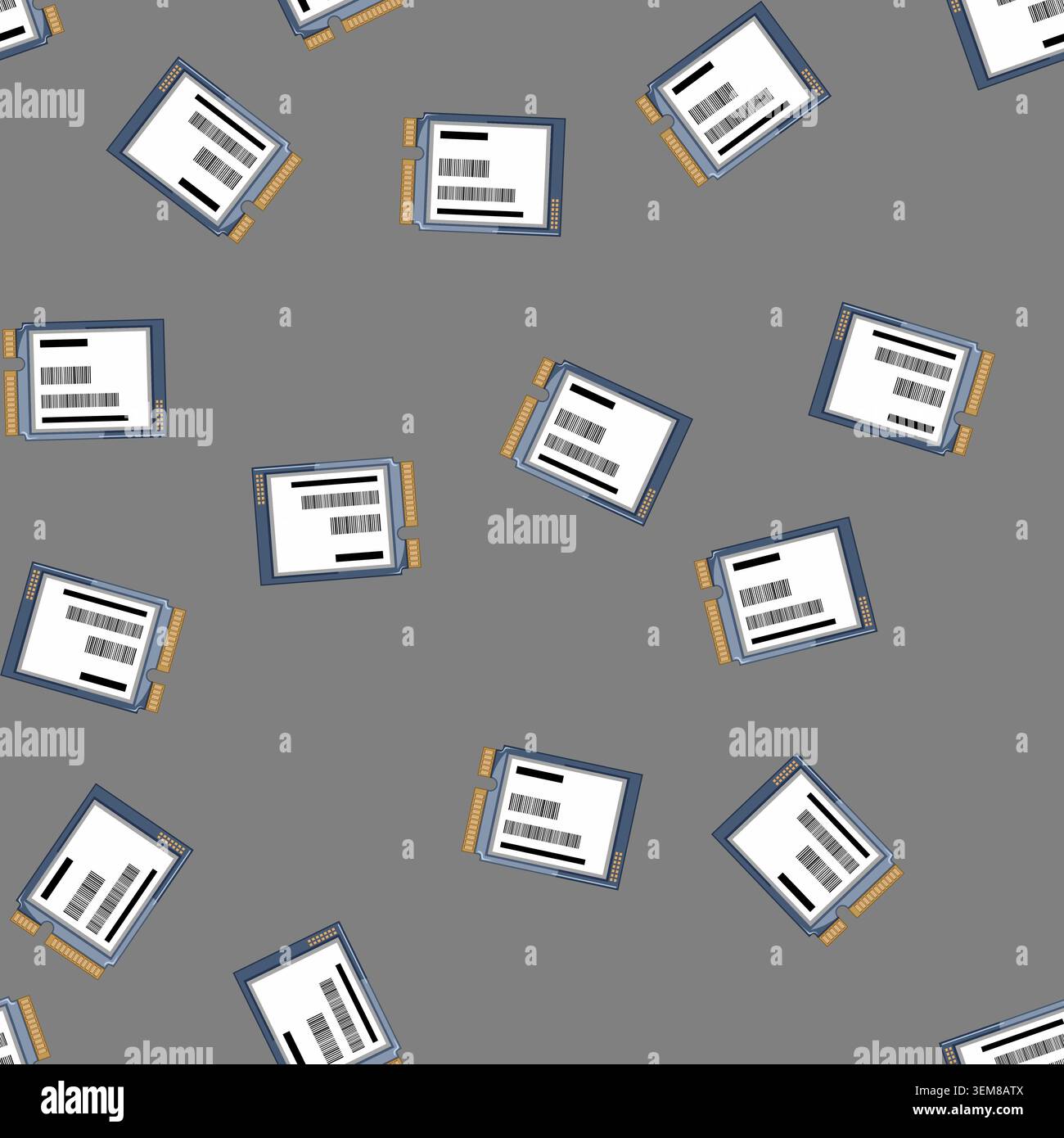 seamless pattern solid ssd storage cartoon vector Stock Vector