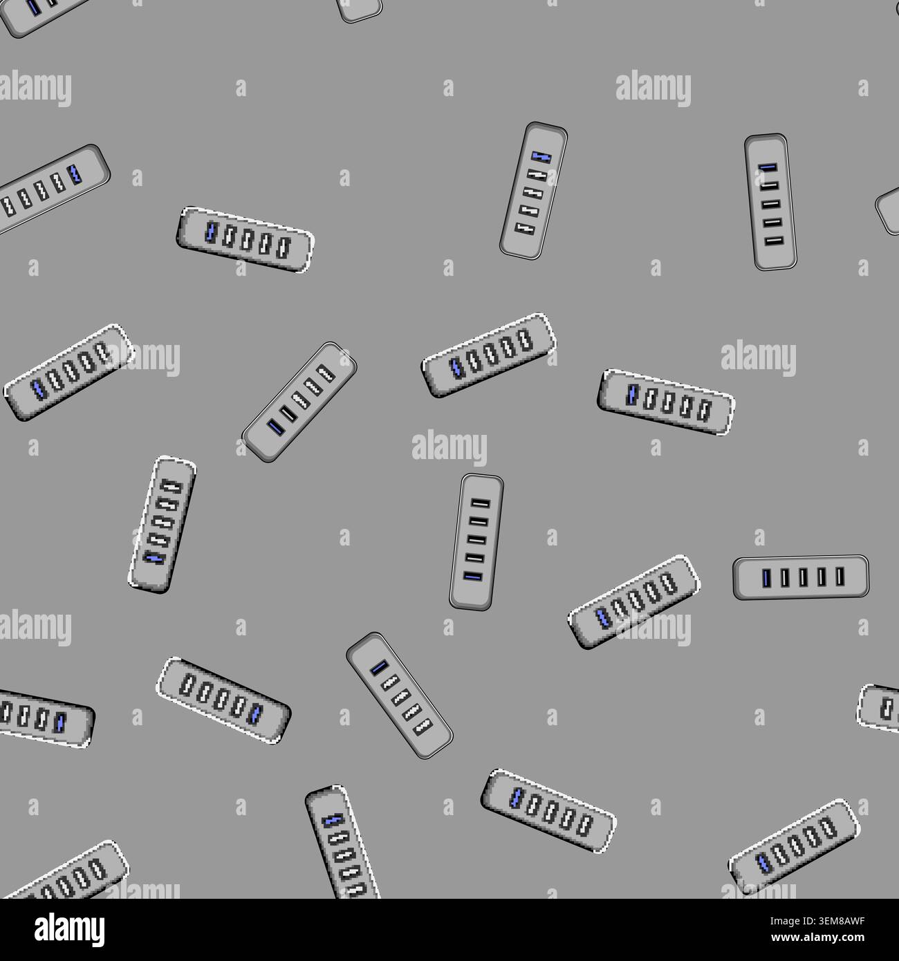 seamless pattern connect usb hub cartoon vector Stock Vector