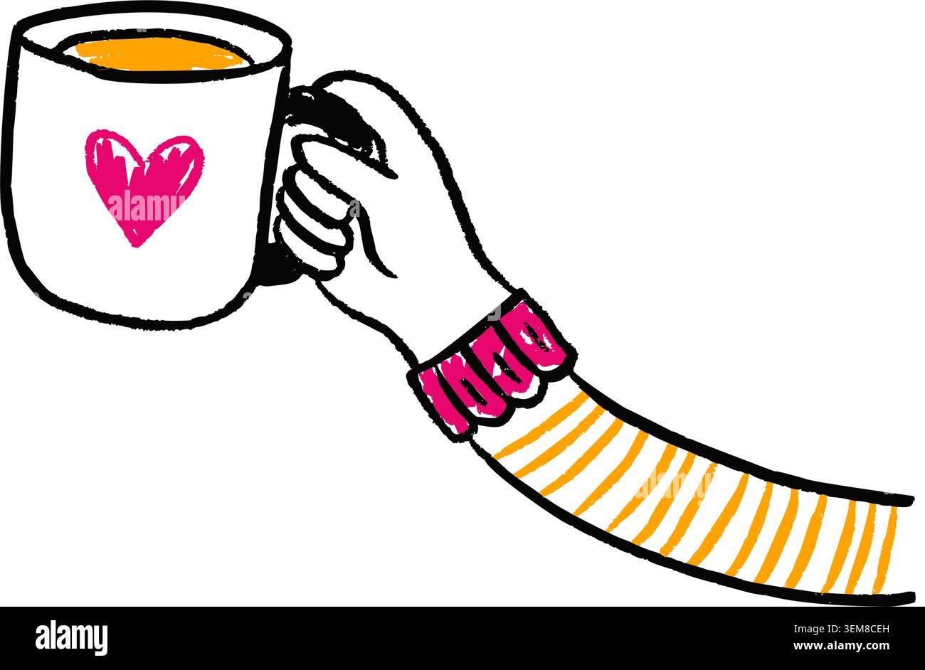 Hand Mug Cup Heart Love Coffee Gift Stock Vector