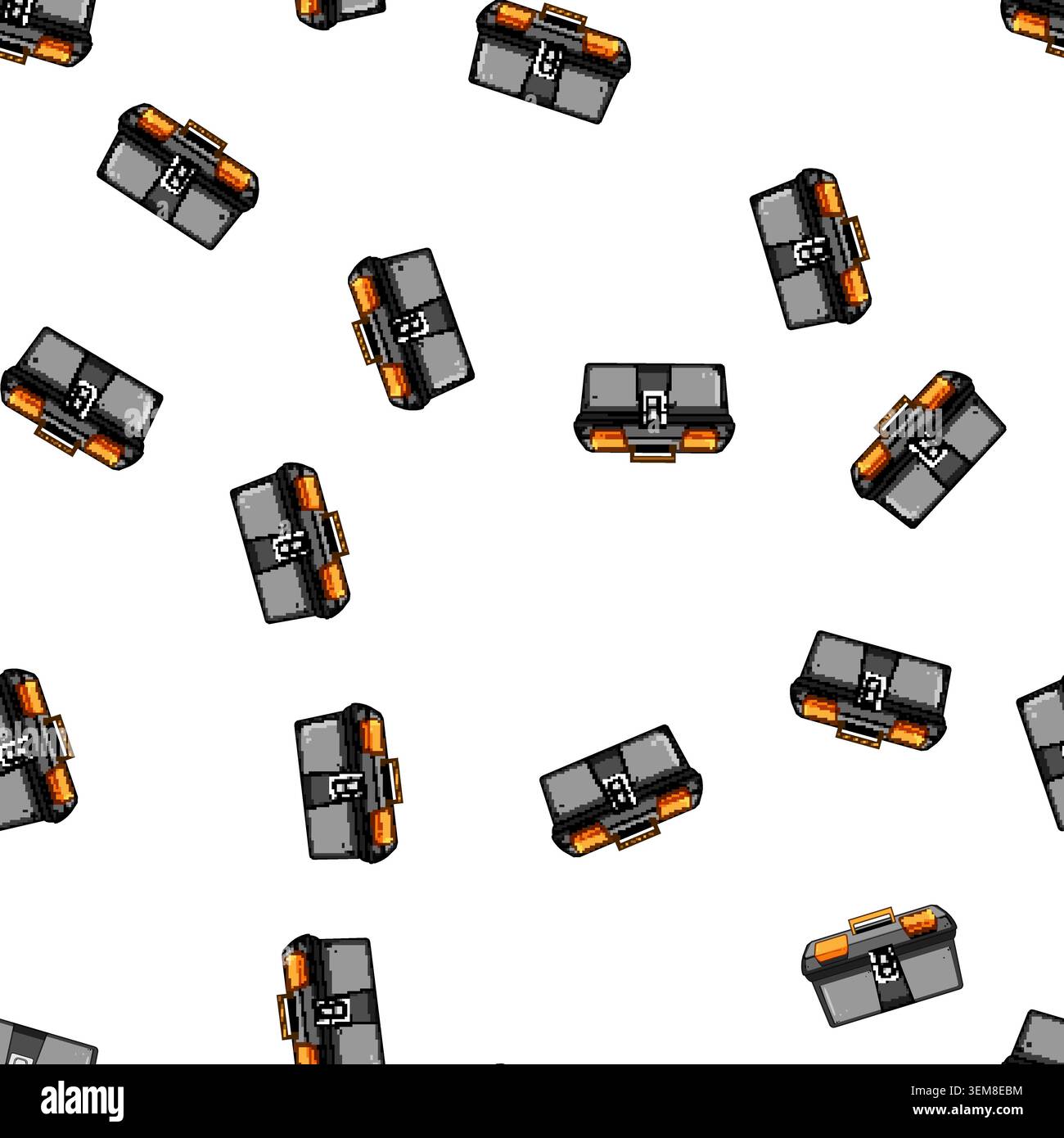 pattern Plastic toolbox featuring a handle and storage compartments Stock Vector